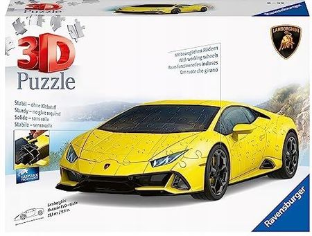 Ravensburger Puzzle 3D Lamborghini Huracán Evo Żółte 108El. - zdjęcie 4