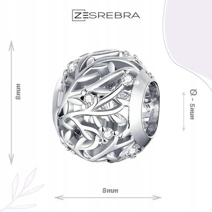 Zesrebra Charms zawieszka Gałązki srebro 925 Cyrkonia S925 - zdjęcie 4