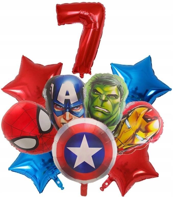 Balon Foliowy Zestaw Avengers Spiderman Hulk 10szt 1638952940 Ceny I