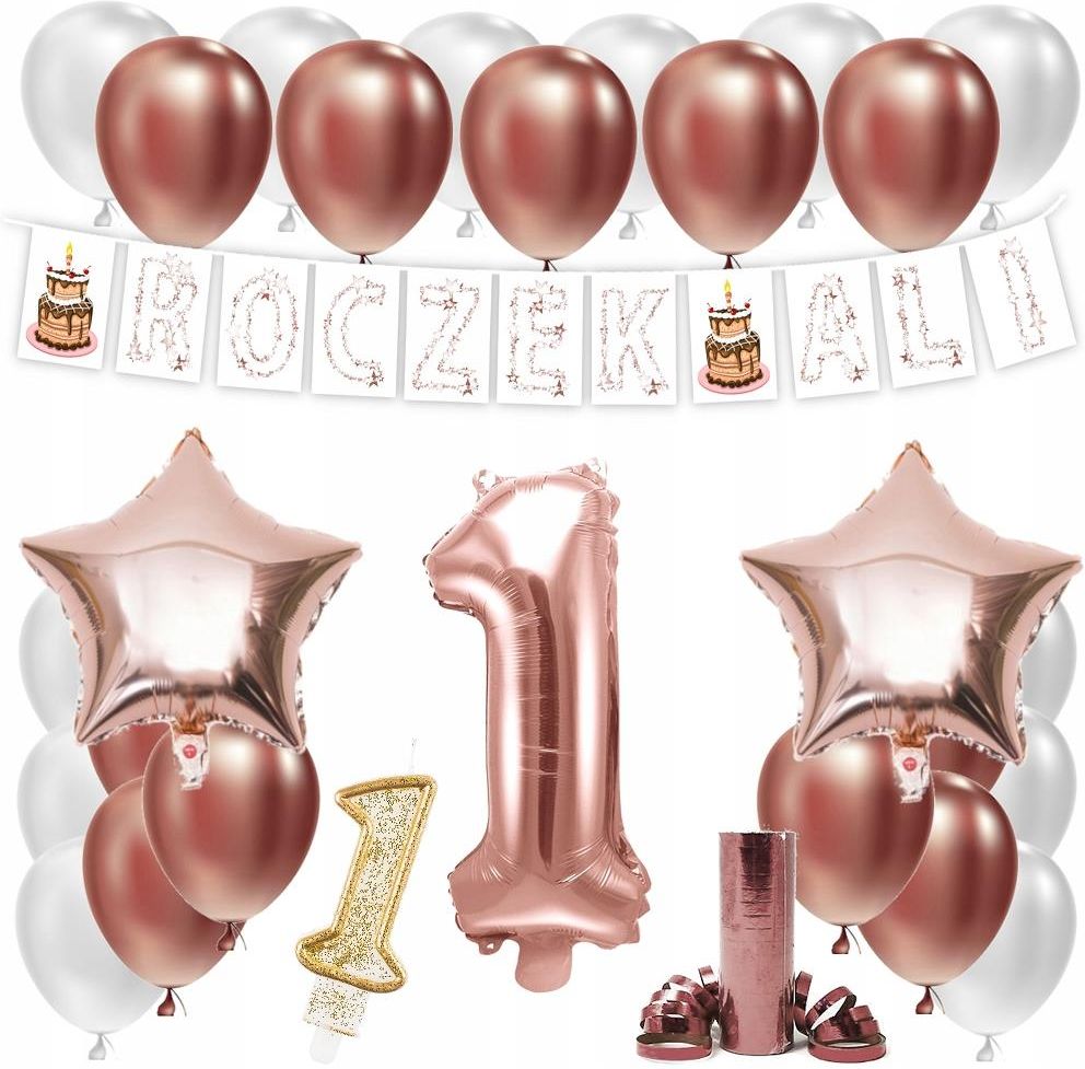 Zestaw Balony Roczek Urodziny Rose Gold Imi Ceny I Opinie Ceneo Pl