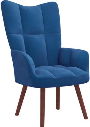 Vidaxl Fotel Z Podnóżkiem Niebieski Obity Aksamitem 328072 - zdjęcie 2
