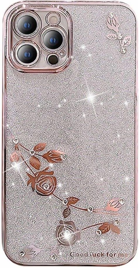 Etui Do IPhone 12 Pro Max Glitter Flower Brokatowe Obudowa Kobiece