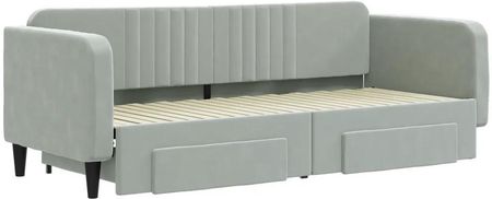 Vidaxl Sofa Rozsuwana Z Szufladami Jasnoszara 80X200 Cm Aksamit 3197104 - zdjęcie 3