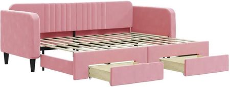 Vidaxl Sofa Rozsuwana Z Szufladami Różowa 80X200 Cm Aksamit 3197107 - zdjęcie 2