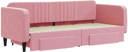 Vidaxl Sofa Rozsuwana Z Szufladami Różowa 80X200 Cm Aksamit 3197107 - zdjęcie 3