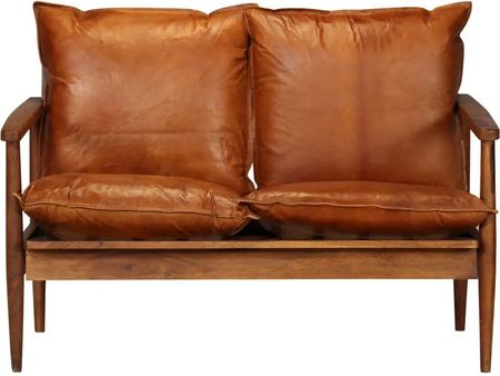 Vidaxl 2 Osobowa Sofa Z Prawdziwej Skóry I Drewna Akacjowego Brązowa 246482 - zdjęcie 2