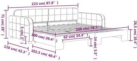 Vidaxl Sofa Rozsuwana Ciemnozielona 100X200 Cm Aksamit 3196938 - zdjęcie 2