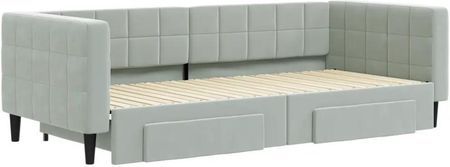 Vidaxl Sofa Rozsuwana Z Szufladami Jasnoszara 90X200 Cm Aksamit 3196739 - zdjęcie 3