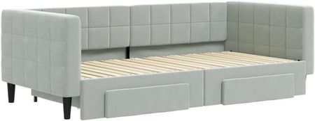 Vidaxl Sofa Rozsuwana Z Szufladami Jasnoszara 90X190 Cm Aksamit 3196752 - zdjęcie 3