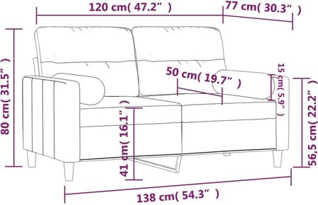 Vidaxl 2 Osobowa Sofa Z Poduszkami Jasnożółta 120 Cm Tkanina 1118200 - zdjęcie 2