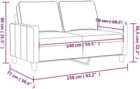 VidaXL Sofa 2 Osobowa Jasnoszara 140 Cm Tapicerowana Tkaniną 1118658 - zdjęcie 2