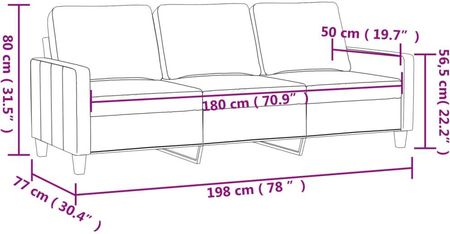 VidaXL Sofa 3 Osobowa Brązowa 180 Cm Tapicerowana Tkaniną 1146524 - zdjęcie 3