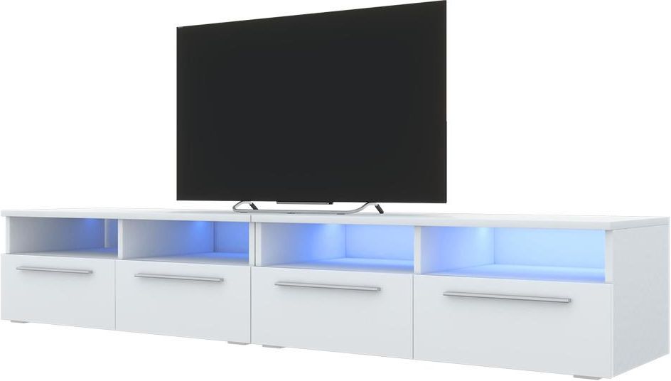 Szafka Rtv Phiris Double Bia Y Mat Bia Y Po Ysk Z O Wietleniem Led