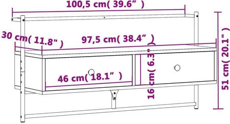 Vidaxl Szafka Pod Telewizor Ścienna Dąb Sonoma 100,5X30X51 Cm 833459 - zdjęcie 2