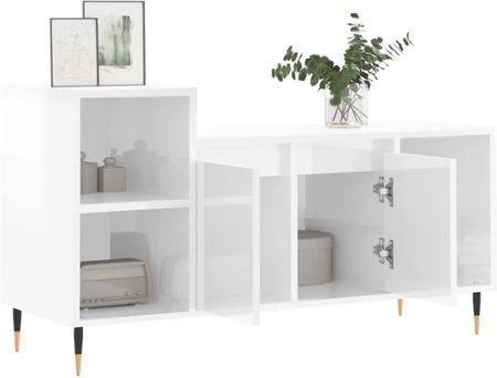 Vidaxl Szafka Pod Tv Wysoki Połysk Biała 100X35X55 Cm 831310 - zdjęcie 2