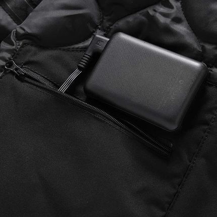 Ogrzewana podgrzewana kurtka elektryczna Unisex rozmiar XL zimowa z kapturem HJ2 Mozos czarna - zdjęcie 2