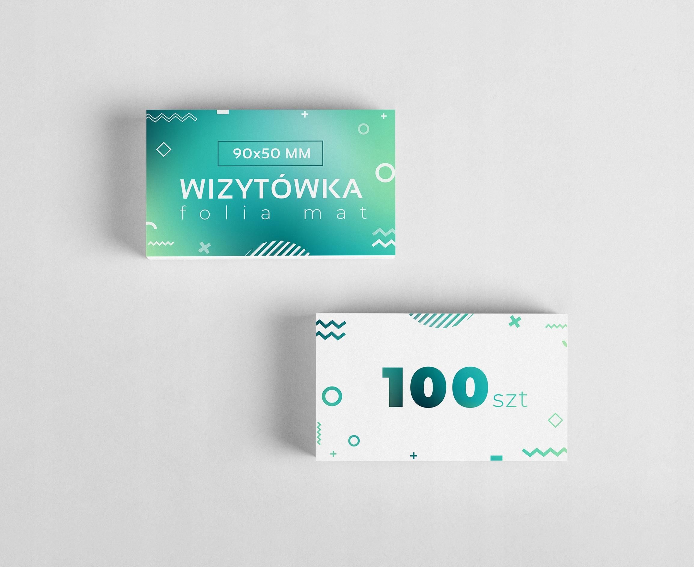 Wizytówki 100 Sztuk 90X50mm Folia Matowa Dwustronne Druk Cmyk Kreda Mat