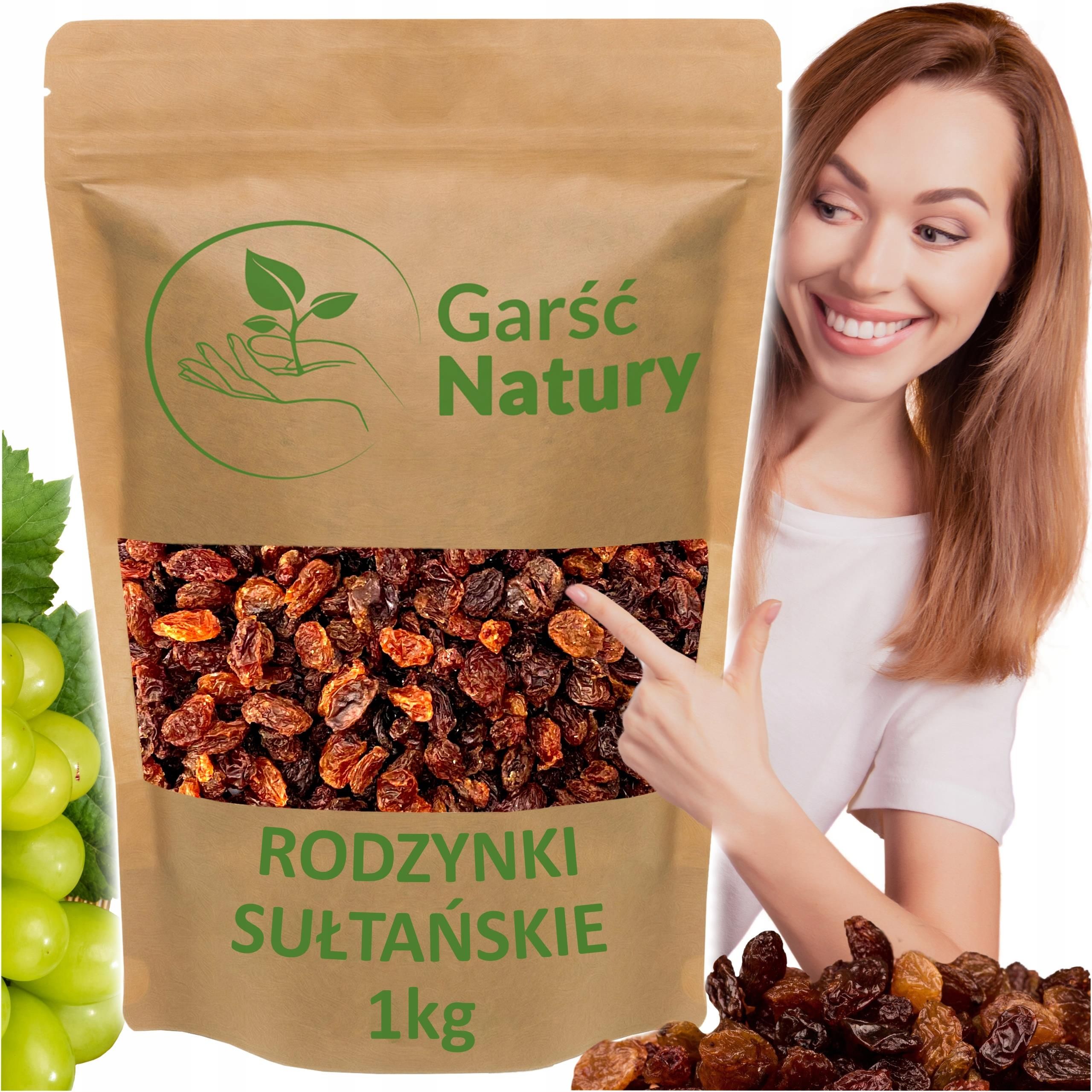 Garść Natury Rodzynki Sułtańskie 1kg Słodkie Świeże Sułtanki Bez