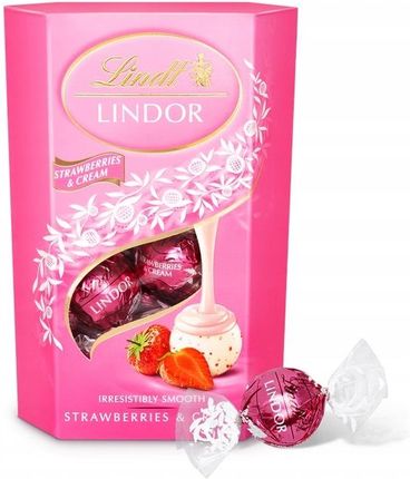 Lindt Lindor Pralinki Z Białej Czekolady Kawałkami Truskawek 200g - zdjęcie 4