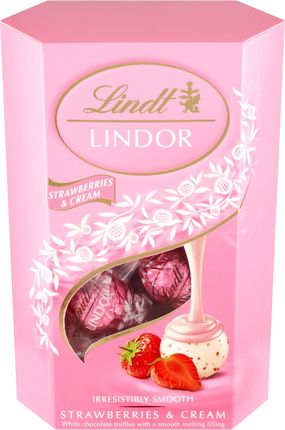Lindt Lindor Pralinki Z Białej Czekolady Kawałkami Truskawek 200g - zdjęcie 2