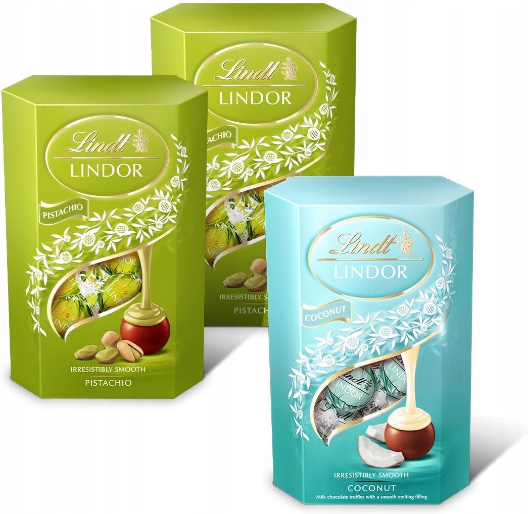 Lindt Zestaw Lindor Praliny Czekolada Mleczna Pistacje Kokos X G