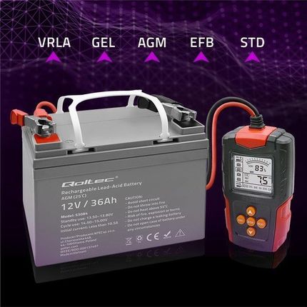 Cyfrowy tester akumulatora z wyświetlaczem LCD Qoltec 12V/24V 3Ah-200Ah - zdjęcie 2
