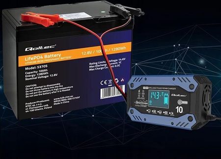 Qoltec STD AGM GEL LiFePO4 prostownik 12-24V 10A - zdjęcie 6