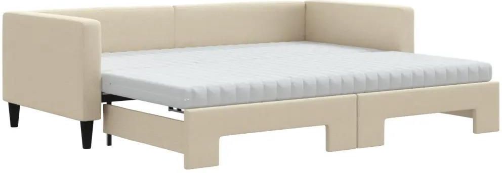 Vidaxl Sofa Rozsuwana Z Materacami Kremowa 90X200 Cm Tkanina 13452