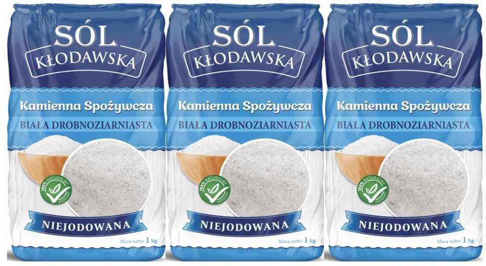 Zdjęcie Kopalnia Soli Kłodawa 3 X Sól Kłodawska Kamienna Biała Drobnoziarnista Niejodowana 1kg - Wąsosz