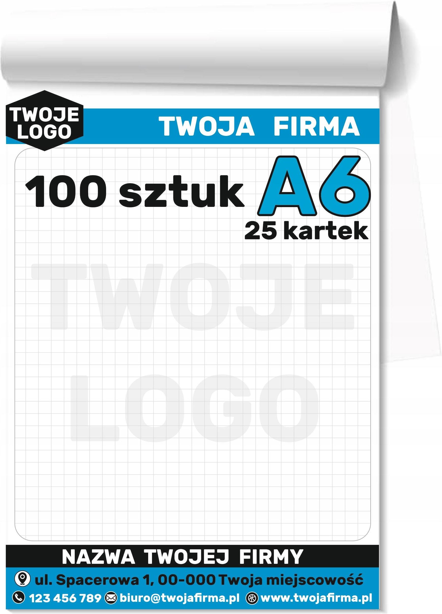 Notesy Klejone 25 Kartkowe A6 Bloczki Reklamowe Z Nadrukiem Logo 100