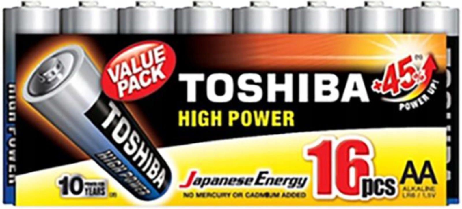 Baterie Alkaliczne TOSHIBA HIGH POWER LR6 AA 1 5V PACK 16szt Ceny I