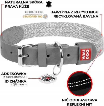 Waudog Obroża Dla Psa Z Naturalnej Skóry I Bawełny R. L 1646902358 - zdjęcie 4