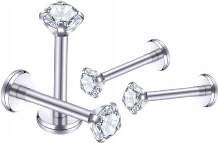 Piercing Helix Tytanowy Labret z cyrkonią 1,2/8/4 - zdjęcie 2