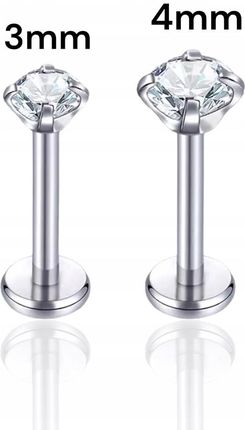 Piercing Helix Tytanowy Labret z cyrkonią 1,2/8/4 - zdjęcie 3