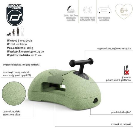 Scoot And Ride My First Ewolucyjny Jeździk Pchacz 3W1 6 M+ Olive - zdjęcie 5