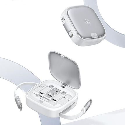 Usams Kabel Rozwijany 3W1 Z Pudełkiem Microusb Usb C Lightning 60W Stalowy Tarnish - zdjęcie 3