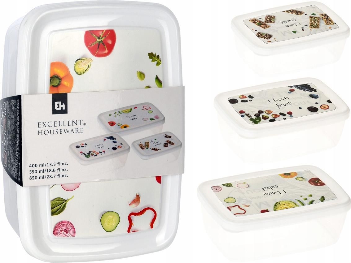 Excellent Houseware Lunch Box Pojemniki Kuchenne Na Żywność 3Szt