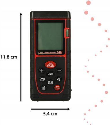 Kafuwell Dalmierz Odległości Laserowy Cyfrowy Wodoodporny Ip54 3Mm/60M Pokr (3039) - zdjęcie 3