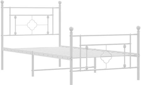 Vidaxl Metalowa Rama Łóżka Z Wezgłowiem I Zanóżkiem Biała 100X190 Cm 374400 - zdjęcie 3