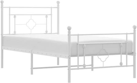 Vidaxl Metalowa Rama Łóżka Z Wezgłowiem I Zanóżkiem Biała 100X190 Cm 374400 - zdjęcie 2
