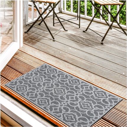 E Floor Dywan Tkany Modny Wzór Sznurkowy Boho 50X80 Szary - zdjęcie 2