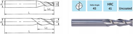 Ralmetal Frez Do Aluminium Vhm 2 Pióra 1x4Dx50 45 Hrc - zdjęcie 2