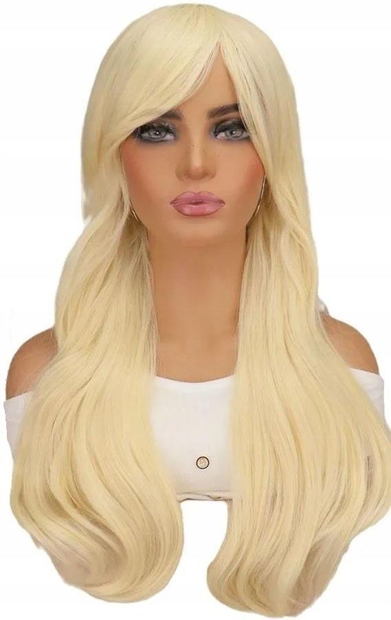 Peruka Barbie Jasny Blond Długie Włosy Grzywka H048 Ceny i opinie