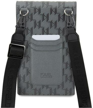 Karl Lagerfeld Etui Saffiano Monogram Ikonik Srebrny - zdjęcie 4