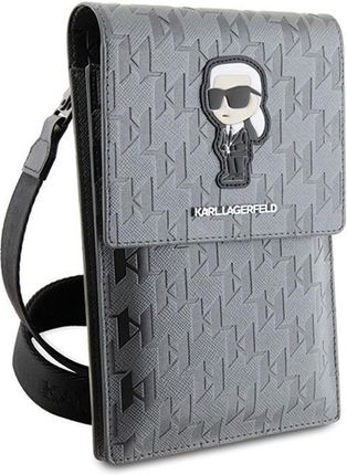 Karl Lagerfeld Etui Saffiano Monogram Ikonik Srebrny - zdjęcie 5