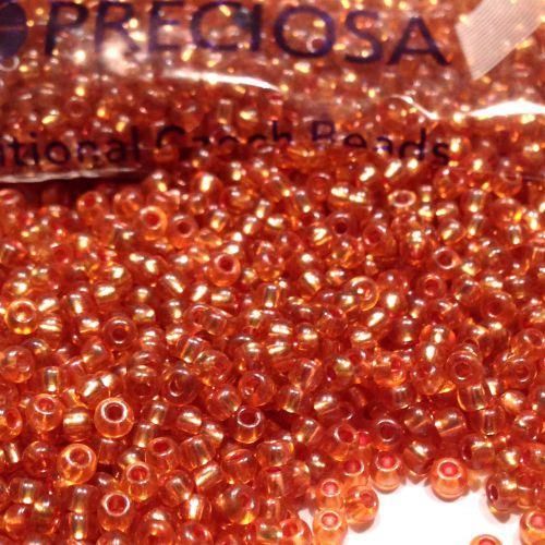 Preciosa Rocaille 11 0 Czech Seed Beads Silver Lined Orange Topaz 10g