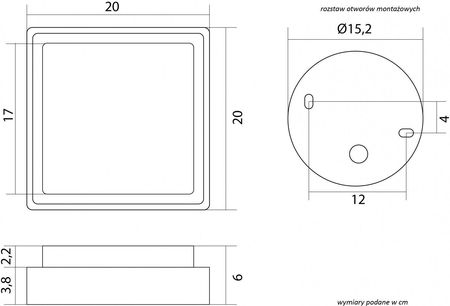 Su-Ma Plafon Nowoczesny Kwadratowy Hermetyczny Beni 18W 20Cm 1069Lm 4K Popiel Beni Bn-Kw200 - zdjęcie 2