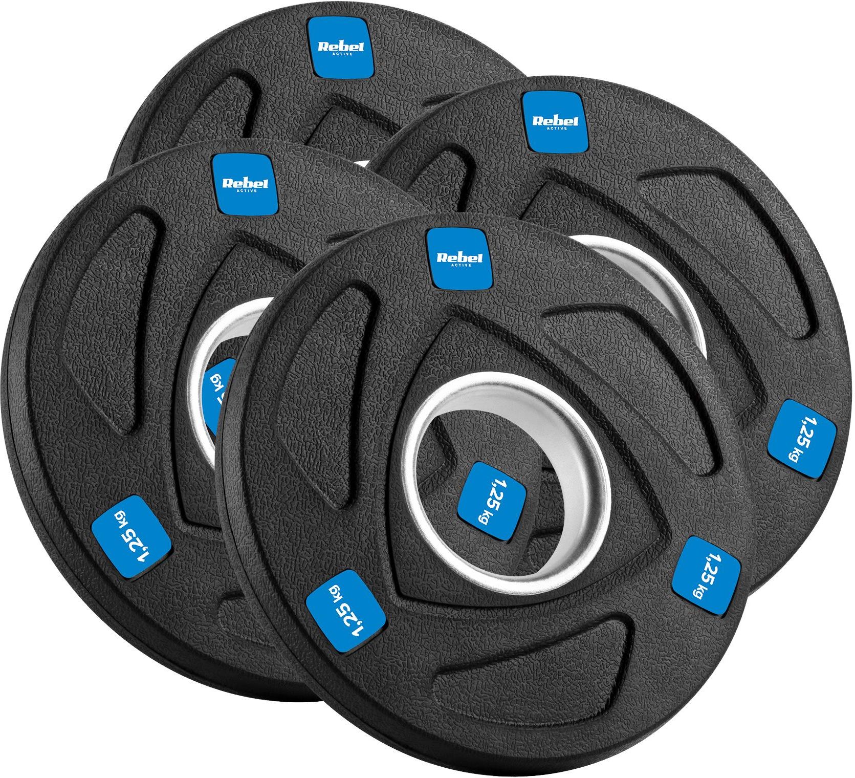 Zdjęcie Zestaw obciążeń żeliwnych gumowanych otwór olimpijski 51mm REBEL ACTIVE 4x1.25kg - Toruń