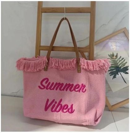 TORBA PLAŻOWA BOHO Z frędzlami róż TP11R - zdjęcie 3
