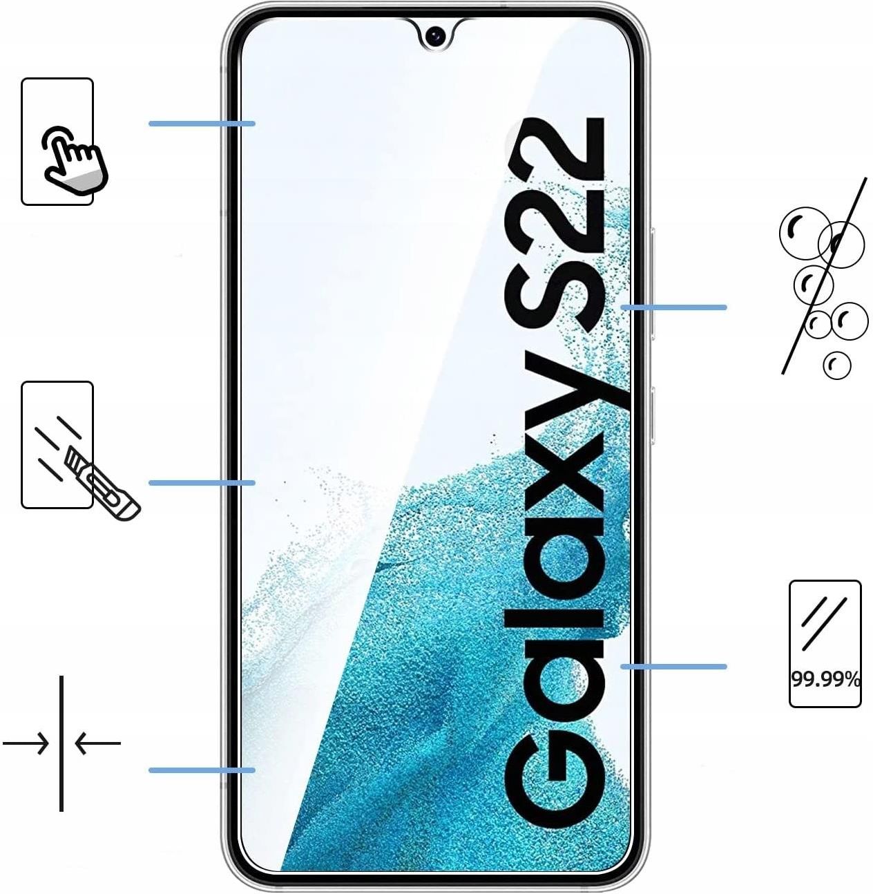 Szkło 9H Działa Z Czytnikiem Linii Do Samsung S22 Opinie i ceny na